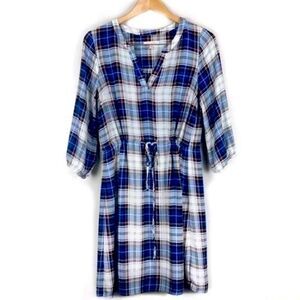 Skies Are Blue  Women's Plaid Lynna Dress - Knee-length blue/white/red/black
